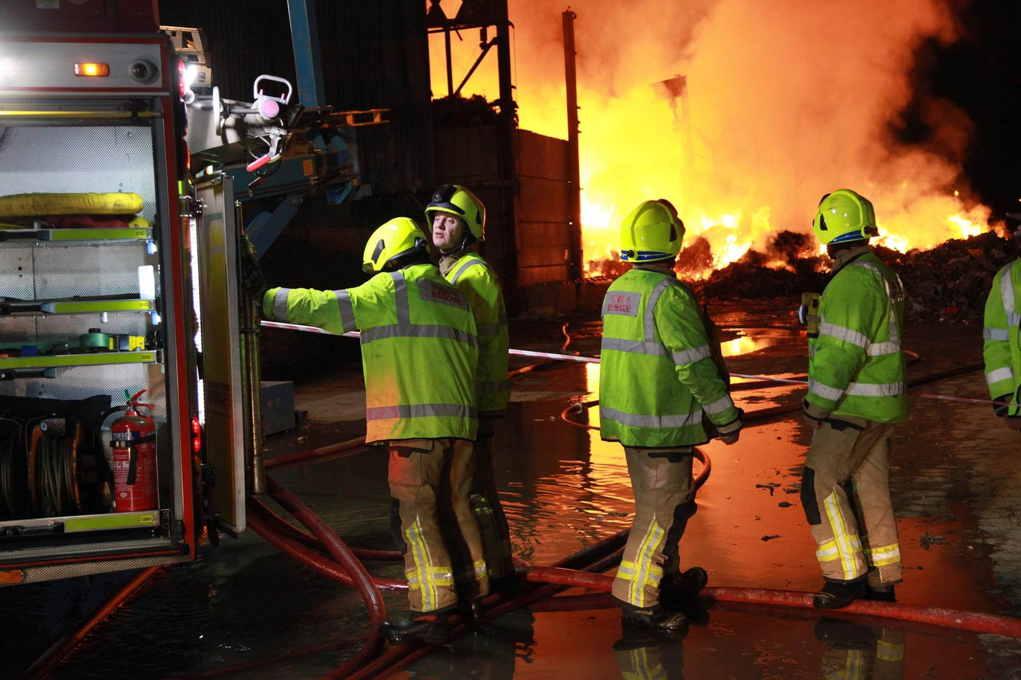 Fire crews have been at the scene all night.
