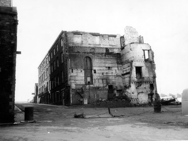 Albert Mills, Wellington Street, showing damage two months after the fire of August 18, 1961.