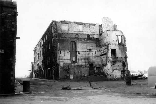 Albert Mills, Wellington Street, showing damage two months after the fire of August 18, 1961.