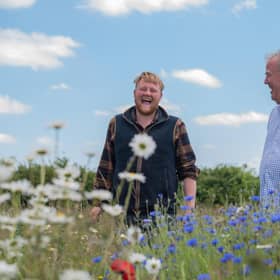 TV presenter Jeremy Clarkson, right, with fellow Diddly Squat farmer Kaleb Cooper. (Picture: ©Ellis O'Brien/Prime Video)