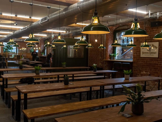 The new venue also features a beer hall and a food market. Falafel Guys,  Big Buns and Six Slice Pizza and other vendors will take the space to serve up delicious meals.