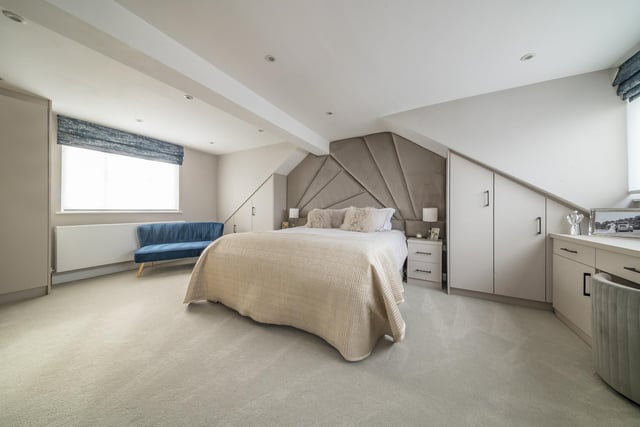 The master suite is a fantastic space and offers a wealth of fitted wardrobes with an impressive shower room en-suite having a three piece suite and tiled surrounds.