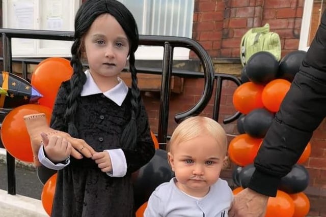 Chelsey Leigh said: " Wednesday and Pubert Addams. Aged five and 14 months.