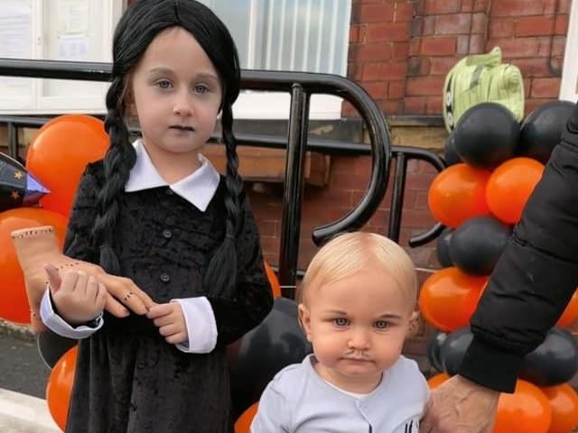 Chelsey Leigh said: " Wednesday and Pubert Addams. Aged five and 14 months.