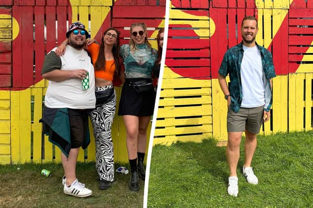 Aaron Walker, 27, went to Leeds Festival in 2021 but struggled to enjoy himself because of his 26st 12.5lbs frame. He has returned two years later after losing an incredible 14 stone. (Slimming World/Paul Buller)