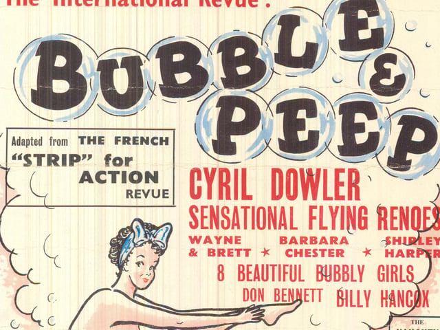 The audience were treated to Rhoda Rogers taking a bubble bath at the City Varieties in August 1956. It was a show which also featured 'eight beautiful bubbly girls' and 'The Naughty Nighties'.