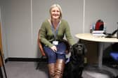 Katie Burns with trainee support dog Sascha