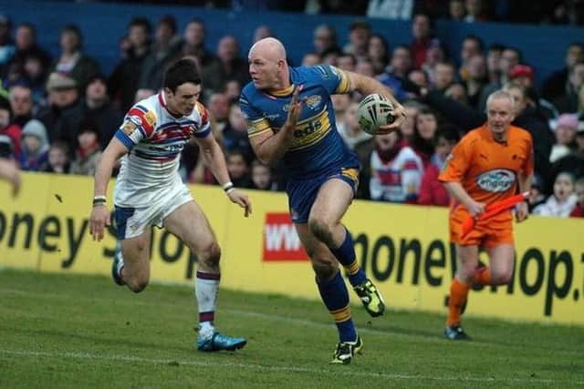 One of Leeds Rhinos' Super League greats, Keith Senior in action agianst Wakefield Trinity in 2010. Picture by Mark Bickerdike.