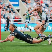 Jacob Miller scored Tigers' opening try in the Magic Weekend win over Leeds. Picture by Alex Whitehead/SWpix.com.