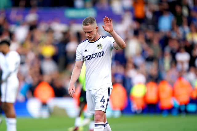 Leeds United's Adam Forshaw acknowledges the fans after being relegated to the Sky Bet Championship (Pic: Tim Goode/PA Wire)