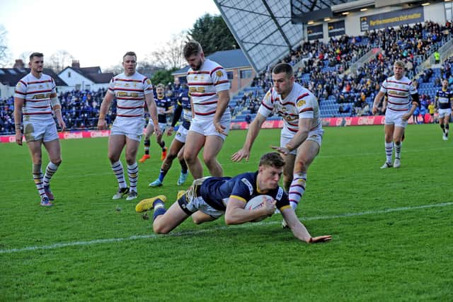 Morgan Gannon scored for Rhinos on Boxing Day, but won't feature this week. Picture by Steve Riding.