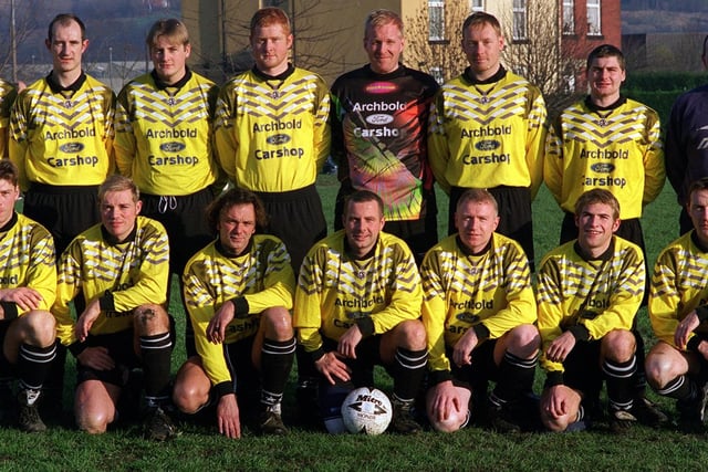 Churwell Old Boys who played in Division 3 of the Leeds Combination League pictured in December 1997. Back row, from left, are Andy Hirst, John Mameson, John Reah, Richard Morland, Dave Hirst, Richard Hainswood, Dean Shaw, and Shaun Dunnell (physio). Front, from left, are Darren Whitaker, Russ Kellett, Glen Campbell, Martin Holmes, Neil Kelly, Tim Mollitt and Tony Lott.