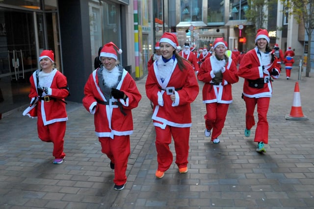 Everyone who ran in the race wore a 'Santa' suit.