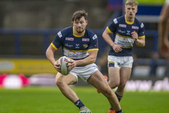 Joe Gibbons in action for Rhinos in a 2023 pre-season clash with Bradford Bulls. Picture by Tony Johnson.