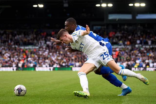 WHITES RETURN: As Leeds United's Sam Byram glides past Cardiff City's Yakou Meite in Sunday's 2-2 draw at Elland Road. Photo by Alex Caparros/Getty Images.