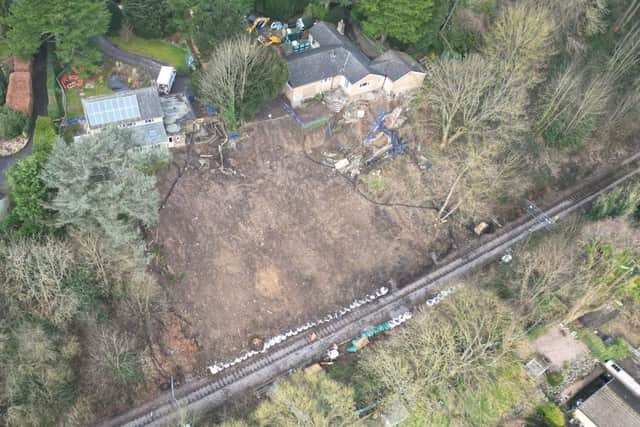 Damage to the gardens of the two properties, which will now be demolished