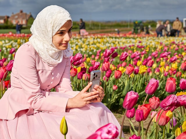 Bayan Mohamed at Farmer Copleys' Tulip Festival.