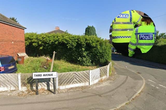 Third Avenue in Rothwell, where the incident took place on Sunday evening, and a stock image of police officers (Photo by National World/Google)