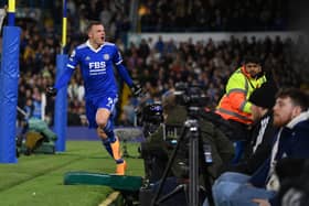 WIND UP - Jamie Vardy, a player Leeds United fans would idolise had he worn their colours, was up to his old tricks when he scored the equaliser. Pic: Getty