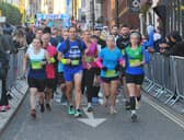 Runners make for the front at the start on The Headrow. (pic by Steve Riding)