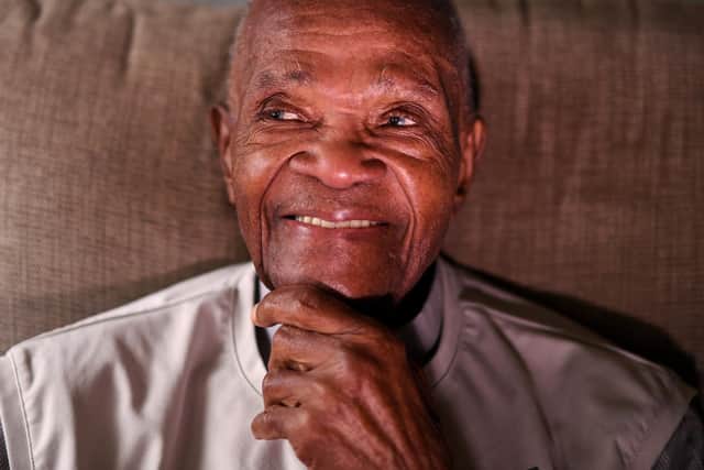 Elkana Manasseh Lewis, 100, pictured at his home at Chapeltown,  Leeds. Photo: Simon Hulme.