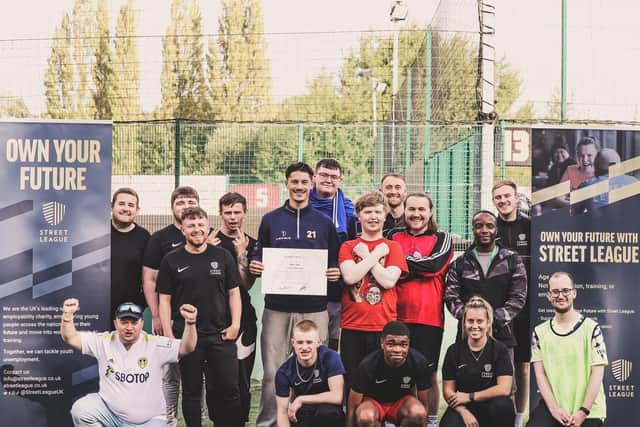 Street League is a nationwide charity aiming to tackle poverty and give young people opportunities to achieve what they want in life. Pictured are the teachers and students from the Leeds-base.