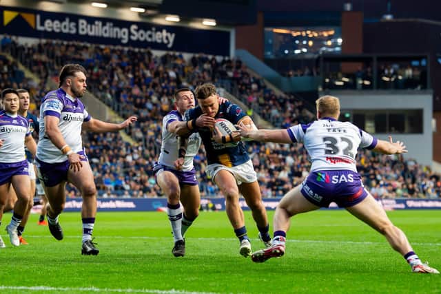 Chris Hankinson on the attack for Leeds Rhinos during their home win against Wakefield Trinity in May. Picture by Allan McKenzie/SWpix.com.
