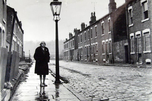 Cardigan Grove in 1970. Pictured is Ethel Kay the last resident of the street before demolition.