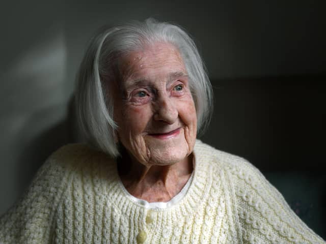 Lilian Todd, who will soon be celebrating her 105th birthday at Aire View Care Home in Kirkstall. Photo: Jonathan Gawthorpe