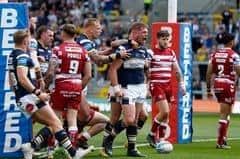 Tom Holrolyd celebrates his Cup try against Wigan. Picture by Richard SellersPA Wire.