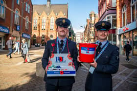 The Royal British Legion’s annual fundraising collection day is supported by members of the Armed Forces from Yorkshire. Pictured are Chris Walsh and Tom Howell, from 90 Signals Unit is based at RAF Leeming, collecting in Leeds city centre.