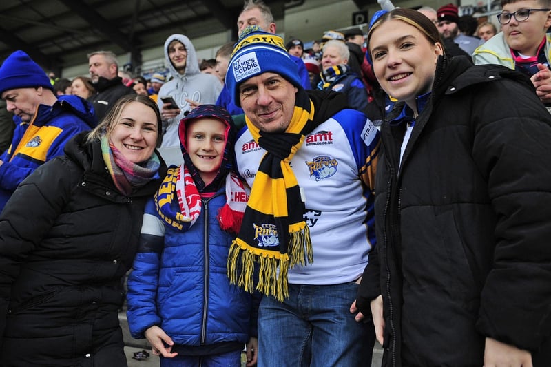 Leeds Rhinos supporters at the Catalans Dragons game.