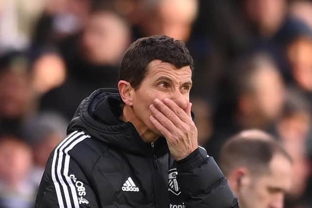 LEEDS, ENGLAND - FEBRUARY 25: Leeds head coach Javi Gracia reacts on the sidelines during his first game in charge during the Premier League match between Leeds United and Southampton FC at Elland Road on February 25, 2023 in Leeds, England. (Photo by Stu Forster/Getty Images)