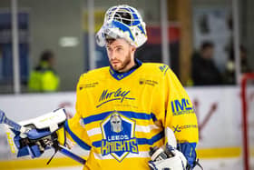 LEADING MAN: Sam Gospel has led the way for netminders in NIHL National in recent years but faces a constant battle to stay ahead of his rivals. Picture: ben Gordon/Knights Media.