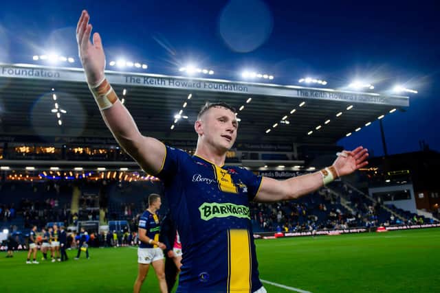 Fan Becky Oxley reckons Harry Newman is a better player since returning to Leeds Rhinos following a spell on loan at Hull FC. Picture by Allan McKenzie/SWpix.com.