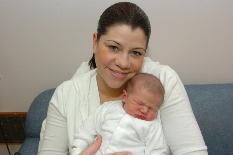 Becky Griffiths with New Year's Day baby Albie John Roberts in January 2006.