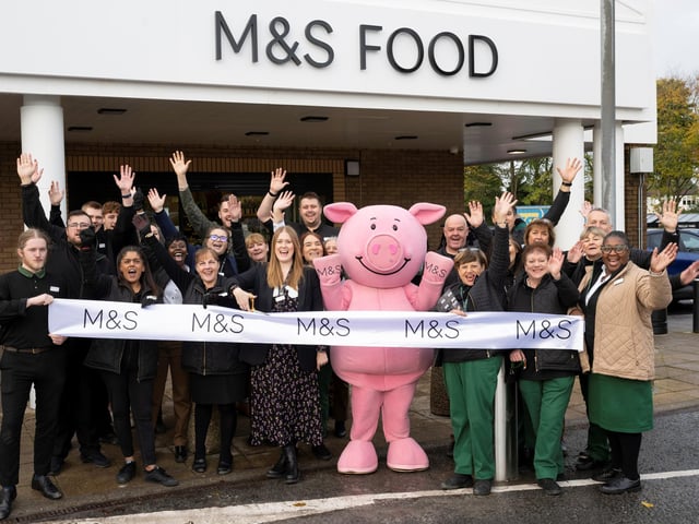Staff and Percy Pig reopen M&S Moortown after a refurbishment