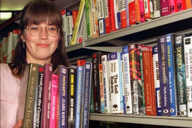 Library assistant Helen Charlton at Doncaster Central Library in 1996.