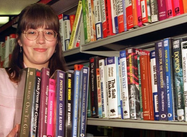Library assistant Helen Charlton at Doncaster Central Library in 1996.