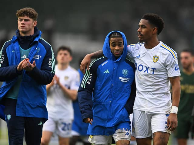 PARTNERSHIP: Between Leeds United pair Junior Firpo, right, and Crysencio Summerville, down Leeds United's left flank. Photo by Harry Trump/Getty Images.