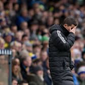 LEEDS, ENGLAND - MARCH 11: Javi Gracia, Manager of Leeds United, reacts during the Premier League match between Leeds United and Brighton & Hove Albion at Elland Road on March 11, 2023 in Leeds, England. (Photo by George Wood/Getty Images)