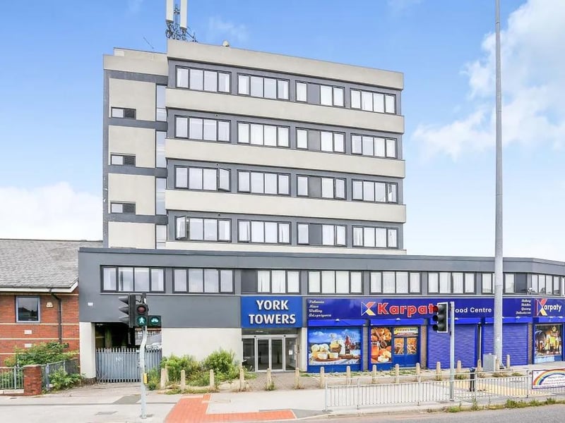A two-bed York Road flat has a guide price of £90,000, having been reduced by 30.8 per cent. The property has a spacious open plan living area and kitchen and also has allocated parking spaces.