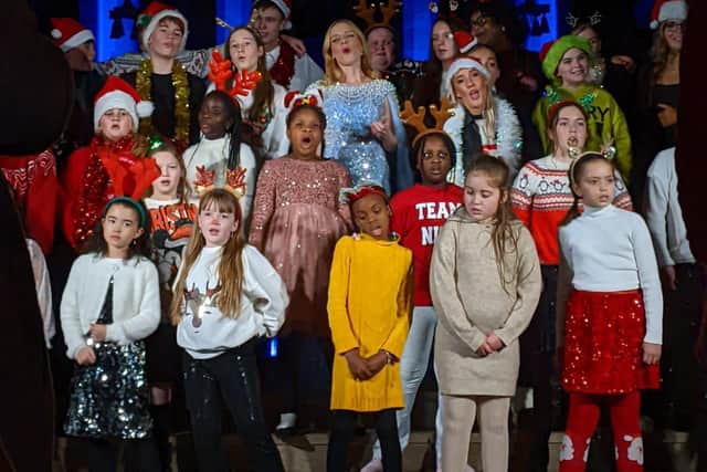 Nadia Eide with young performers from PQA Leeds North & Bardsey for her Winter Light tour.