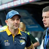 Tigers boss Lee Radford, right, with his Rhinos opposite number Rohan Smith at July's Magic Weekend. Picture by Allan McKenzie/SWpix.com.