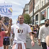 Luke Ayling marches at Leeds Pride.