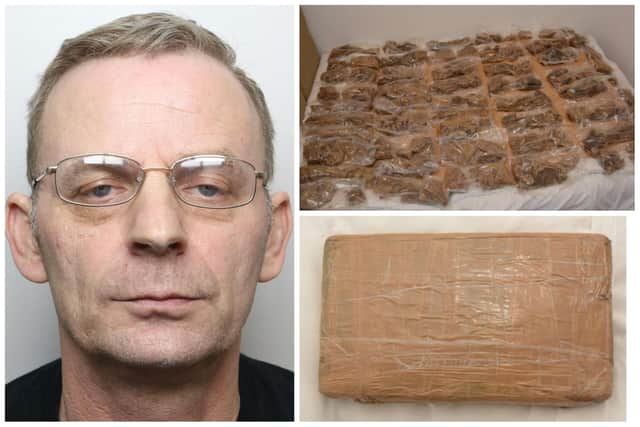 Michael Flint and the drugs found during the operation. (pic by WYP)