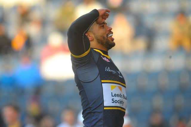 Kruise Leeming was Rhinos' captain last season and on Boxing Day. Picture Steve Riding.
try