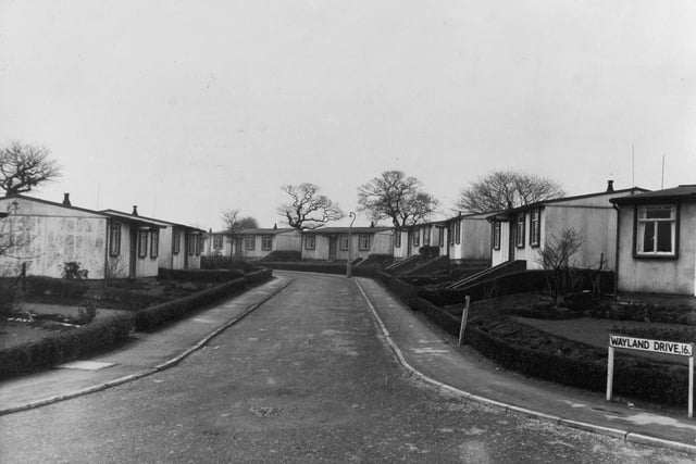 Prefabricated houses on Wayland Drive, Long Causeway in Adel. Pictured in February 1957.