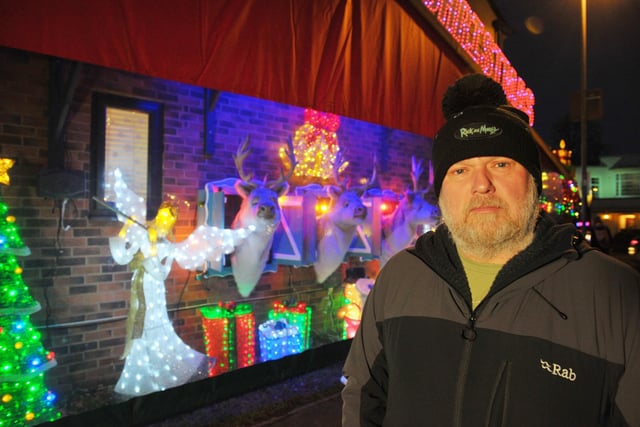 Steve Audsley, pictured in front of his Christmas lights display at his home in Churchgate, Gildersome.