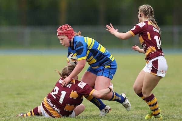 Caitlin Casey, now of Rhinos, in action for community club Oulton Raidettes last year. Picture by John Clifton/SWpix.com.